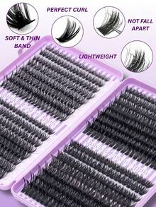 640PCS/1280PCS Individual Cluster False Eyelashes, High Capacity Lash Clusters Kit, 50D+60D+80D+100D D/DD-Curl Voluminous, 0.31-0.63inch, DIY Lash Clusters, Faux Mink Eyelashes, Fluffy Wispy Lashes, Natural Look, Thick & Long, Super Soft & Lightweight, Reusable, Single Strand Segmented Lashes, Lash Extension Kit With Makeup Tools, Includes Lash Glue, Tweezers & Brush, Suitable For Beginners For Daily, Wedding, Party, Music Festival, Mother's Day, And Other Occasions - 紫色 - 查看 4