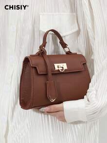 CHISIY 1 chiếc túi xách thời trang tối giản phối màu nâu trắng, phù hợp cho công sở, thường ngày, mua sắm, đi học. Có khóa kéo, dây đeo vai, đeo chéo, kiểu dáng retro đa năng, thanh lịch và cá tính, phù hợp cho mọi dịp, thể hiện gu thời trang độc đáo. - màu nâu - Xem 4