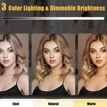 LED Makeup Mirror With Front Lights, 3 Lighting Modes, Rechargeable Vanity Mirror With Battery, Storage Base Design, Touch Control, Foldable Portable Makeup Mirror, Lighting Cosmetic Mirror, Suitable For Student Dorm Daily Use - 彩色 - 查看 8