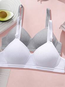 Set de 2 sujetadores para niñas y adolescentes, cómodos y transpirables con acolchado, adecuados para edades de 13 a 16 años - Multicolor - Ver 3