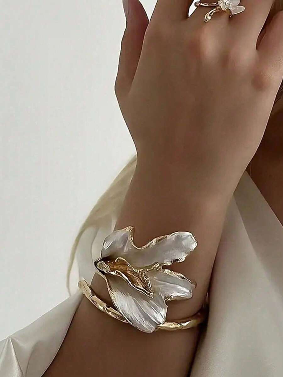 1 pieza Brazalete de flor de Cala de moda para mujer, uso versátil diario - Dorado - Ver 1