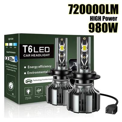 A Pair LED H1 H4 H7 120W 20000LM LED Headlight Kit 9005 HB3 9006 HB4 Driving High/Low Light Lamp Globes Turbo Fog Lamp