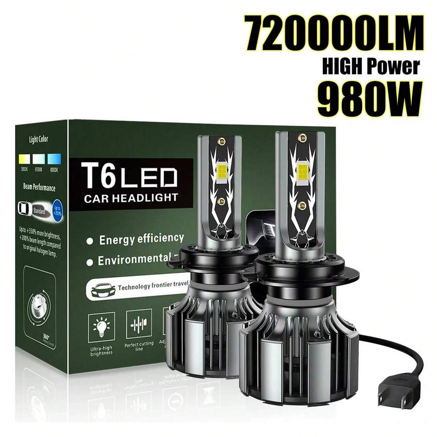 A Pair LED H1 H4 H7 120W 20000LM LED Headlight Kit 9005 HB3 9006 HB4 Driving High/Low Light Lamp Globes Turbo Fog Lamp