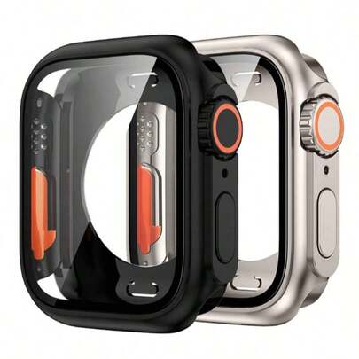 Titanium Metal Screen Protector Case, Front And Back Protective Cover Compatible With Apple Watch Series 9/8/7/6/5/4/SE 2, 45mm 41mm 44mm 40mm