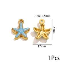 1/5 Pcs Stainless Steel Enamel Starfish Charms For Jewelry Making DIY Bracelet Necklace Jewelry Gold Pendants Handmade Crafts - Multicolor - View 9