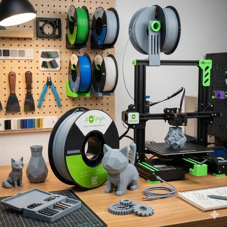Creality Soleyin Ultra PLA Filament 1.75mm Grey, 1kg 3D Printer Consumable – Optimized For High-Speed Printing, High Toughness & Precision – Compatible With Creality K1, K1 Max, Ender 3 & Most FDM Printers - 查看 1
