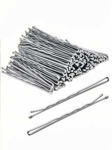 50/100/150/200个黑色简约纯色发夹，5厘米，适合女性和女孩，黑色发饰，小巧黑色发卡，发夹，发卡，防毛躁发夹，波浪发夹，女士发型夹 - 銀色 - 查看 4