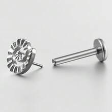 1 chiếc khuyên môi dạng đinh tán phẳng, ren trong, chất liệu titan ASTM F136, không ren, kiểu xoắn ốc, hình rắn biển, xỏ khuyên vành tai. - Không có ren - Xem 6