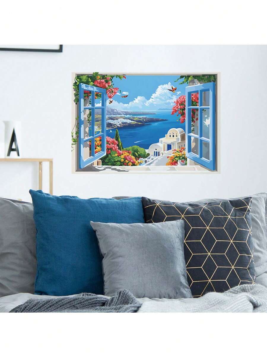 1 miếng dán tường hình cửa sổ biển sống động như thật, tạo ảo giác như tranh vẽ trên cửa sổ, chất liệu PVC tự dính, có thể tháo rời, phù hợp cho phòng ngủ, phòng khách hoặc ký túc xá, decal dán tường mang phong cách khu nghỉ dưỡng ven biển, thiết kế tầm nhìn ra biển, ngay lập tức biến bức tường bình thường thành khung cảnh đại dương tuyệt đẹp. - Cảnh biển nhìn qua cửa sổ giả - Xem 1