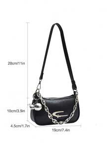 2026新款时尚多功能斜挎包、腋下包、小方包、银色小手提包 - 黑色 - 查看 5