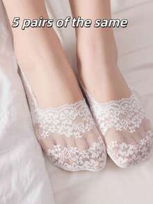 5双樱花蕾丝衬里袜 - 彩色 - 查看 20