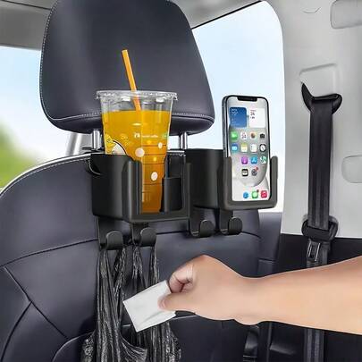 2pcs/Set Multi-Function Car Seat Back Cup Holder & Hook, Cup Holder, Phone Holder, Hook, Car Interior Storage Organizer