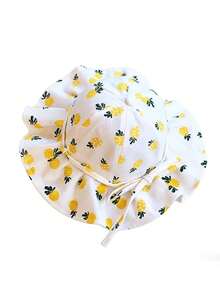 1pc Baby/Toddler/Little Girls' Wide Brim Floral, Strawberry, Pineapple Print Sun Hat, Princess Style Versatile UV Protection Bucket Hat - 1PC - View 6