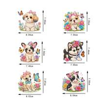6pcs Diamond Art Fridge Magnets, Spring Butterfly & Puppy Diamond Painting Decor, DIY Diamond Painting Magnet Kit For Crafts, Gifts, Fridge, Mailbox Decoration - View 6