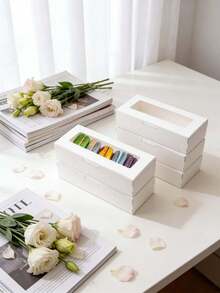 5pcs/10pcs Rectangular Window Macaron Boxes, Bread Boxes, Dessert Boxes, Donut Boxes, Chocolate Boxes, Candy Packaging Boxes, Pastry Gift Boxes For Festivals And Parties - View 3