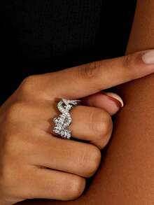 1pc V-Shaped Letter Open Ring, Fashionable Niche Design Sense, Elegant Luxury Feel Finger Ring, Suitable For Daily Wear Or Party - VS Ring - View 5