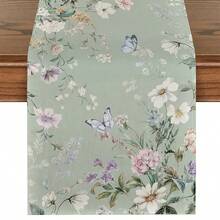 1 pieza de material de lino, estilo bohemio, estampado floral, disponible en múltiples tamaños, adecuado para comidas familiares, decoración de cocina, decoración del hogar, fiestas al aire decoración de restaurantes, con apariencia de lino texturizado - Multicolor - Ver 12