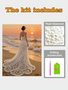 1 Set Beach Bride Diamond Painting Kit, Includes Pearls, Gifts & Tools, Suitable For Beginners & Crafters, Can Be Used For Wall Decor, Bedroom Decor, Birthday, Father's Day, Mother's Day, Wedding Gift, Bathroom Decor - View 7