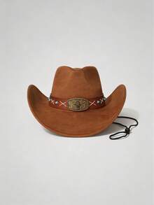 Suede Cowboy Hat With Bull Head Decoration Western Style Unisex For Parties Outdoor Riding And Western Theme Events - Xx Bull Head Sapphire Top Hat - View 5