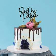 1个/3个/6个亚克力西班牙语父亲节蛋糕装饰插牌，“Feliz Dia Del Padre”（父亲节快乐），“Feliz Dia Papa”（爸爸节）蛋糕装饰，父亲节主题DIY蛋糕装饰用品 - 彩色 - 查看 5