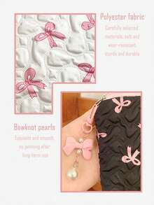 Customized Embroidered Bow Hexagon Cosmetic Bag, Cute High-Value Coin Purse Organizer, Bow Faux Pearl Pendant Bag Charm, Soft , Personalized, Gift For Friends, Customized Christmas Gift, Customized Gift - Multicolor - View 6