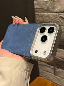 1 chiếc ốp lưng vải denim cao cấp mềm mại, tương thích với iPhone 17 Air 16 15 14 Plus 13 12 11 Pro Max, chống sốc, chất liệu vải cao cấp. - Xanh đậm - Xem 3