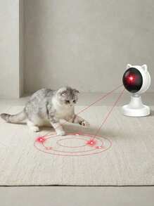 PETSIN Interactive Laser Chasing Cat Toy - USB Rechargeable, Handheld Or Desktop, Auto Timer Switch, Endless Fun - White - View 4