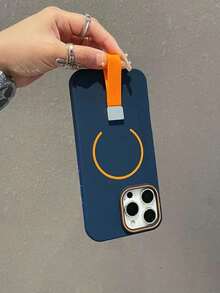 新款时尚高端3D创意极简商务喷油磁性硅胶手持挂绳，适用于苹果17 Pro Max/17/17 Pro、16 Pro Max/16/16 Pro/16 Plus、15/15 Pro Max/15 Pro、12/13/14 Pro Max/12 Pro/12 Pro Max/13 Pro/13 Pro Max/14 Pro/14 Pro Max软壳手机壳，保护套，优雅创意设计 - 寶藍色 - 查看 2