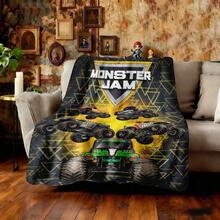 1PC 3D Monster Jam Monster Truck Cartoon Blanket, Edgy Gift For Motorsports Fans, Themed Man Cave Decor, Retro Sci-Fi Party Accent & Race Day Souvenir,Soft Throw Blanket For Home Bedroom Bed Sofa Picnic Travel Office Cover Blanket, Multiple Sizes 50x60 To 60x80 Inches - Multicolour 13 - 查看 11