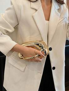 1pc Minimalist Casual Vintage Elegant Handbag, Chain Shoulder Crossbody Bag For Party, Sophisticated Compact Purse, Retro Coin Design, Perfectly Matching With Bridal Party, Party Bags,Perfect For Party Wedding Prom Dinner/Banquet Matching With Holiday Party Dress Evening Dress & Sequin Dress , Wedding - 金色 - 查看 7