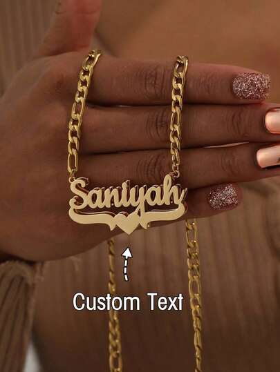 Customized Stainless Steel Double Layer Necklace, Heart & English Letter Clavicle Chain Pendant Jewelry, Ideal Gift For Couples, Friends, Family, Mother's Day, Available In Gold & Silver, Fashionable, Retractable, Simple, Casual, Personalized, Unique Gift For Girlfriend, Mom, Family, Friends, Daughter For Anniversary, Valentine's Day, Mother's Day, Birthday