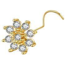 1pc Personalized Nose Ring With Curved Needle, Floral Design, Micro-Inlaid Zirconia Nose Ring, Fashionable And Versatile, Elegant Nose Piercing Jewelry - Multicolor - View 5