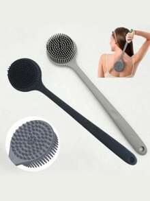 硅胶长柄按摩沐浴刷 - 身体去角质刷 - 背部清洁刷，长柄沐浴刷，适用于背部去角质和淋浴清洁，沐浴去角质按摩，泡沫丰富，长柄设计方便去除肉眼看不见的细菌，浴室必备，强力清洁，开学季礼物，情人节礼物 - 彩色 - 查看 3