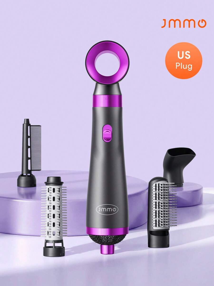 JMMO Secador de pelo con 5 en 1 Hot Air Styler Wrap, secador de pelo de alta velocidad con cepillo y rizadores automáticos para rizar, alisar, dar volumen, secar rápido y libre de frizz para todo tipo de cabello - Enchufe de EE. UU. - Tipo de Enchufe A USA (110-127V) - Ver 1