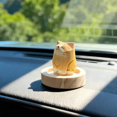 香薰配件 | 手工创意迷你橙猫香薰扩散器（木质） - 车载香薰扩散器 - 木质香薰扩散器 - 天然纯木 - 无需电源 - 小礼品 - 幸运礼品 - 礼品嘉年华 - 摆件装饰