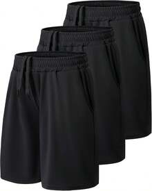 3 Pack Athletic Basketball Boys Shorts - Teen Black Soccer Running Baseball Quick Dry Shorts With Pockets For Youth - B-black*3 - View 7