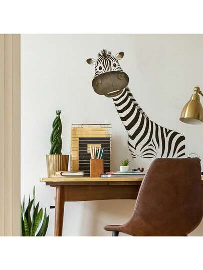 3D Cute Zebra Wall Sticker, Quirky Wildlife Theme, Damage-Free PVC Material Dynamic Canvas, Self-Adhesive Decoration For Living Room And Kids Room, Cute Animal Static Sticker, Customizable, Suitable For: Children's Playground, Pet Area Background, Mother-Child Brand Wall, Family Restaurant Photo Spot, Animal Theme Cafe, Pop-Up Store, Quick And Fun Decor