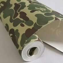 17.7x117 Inches Se- Adhesive Vinyl Gre1en Camouflage Contact Paper Wallpaper For Walls Cabinets Shelves Room Furniture Decal Removable - 格林 - 查看 1