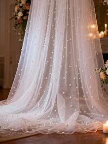 1pc White Packaging Tulle Mesh, Pearl Sheer Fabric, Can Be Cut To Size, Suitable For Headbands, Veils, Gift Wrapping, Bouquet Packaging, Fruit Baskets, Chair & Table Decor, DIY - Nhiều màu - Xem 12