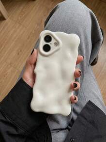 糖果色3D立方体实心波浪纹软手机壳，兼容 17 Pro Max、17 Pro、17 Air、17、16、15、13 Pro Max、11、12、14 Pro Max，可爱马卡龙亮面防震手机壳 - 象牙白 - 查看 7