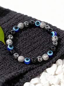 2026新款女士串珠手链，春季时尚饰品，镶嵌黑色、蓝色天然宝石，适合夏季穿搭，寓意能量、灵性、辟邪、幸运符。 - 黑色 - 查看 7