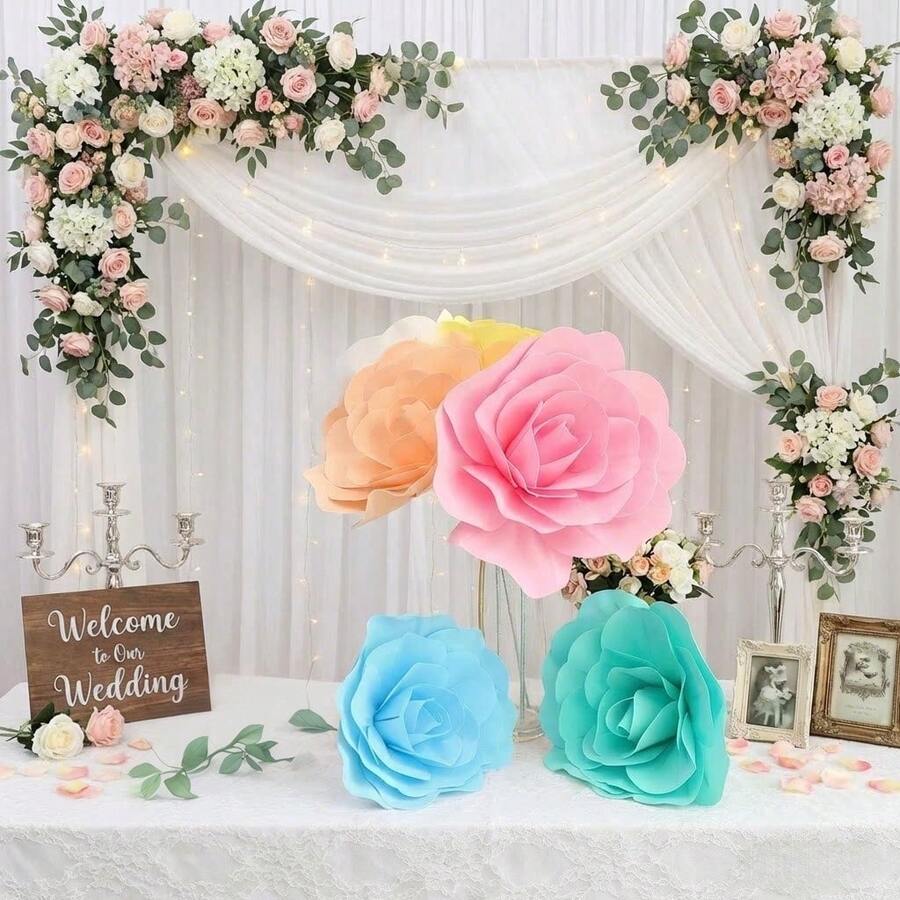 Artificial Rose PE Flower Foam Flower Large Simulated Flower Head European Wedding Flower Wall Wedding Window Background Layout - Multicolor - View 1
