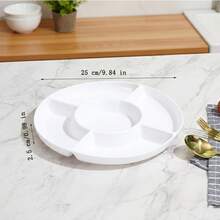 1/2/4件装可重复使用五格零食托盘，白色塑料分隔盘，不易碎圆形水果坚果拼盘，大容量，5个独立隔间，适合派对、日常使用、客厅茶几等场合。 - 彩色 - 查看 2