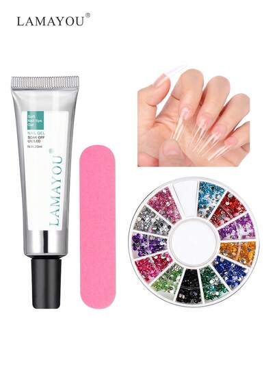 15ml Solid Nail Gel With Flat Bottom Rhinestones, Strong Gel Nail Glue Suitable For Nail Stickers, Long-Lasting Clear 3D Sculpting Gel For DIY Home And Salon Use
