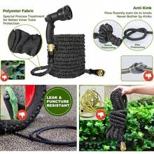 Expandable Garden Hose, Durable Waterproof Hose With 3-Fold Expandable Function, Comes With Spray Gun And 7 Function Adjustment, Black - Black - View 4