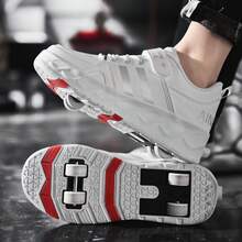 Sepatu Roda Remaja dengan Roda, Sepatu Sneaker 4 Roda yang Dapat Diubah, Sepatu Roda Inline yang Dapat Dilepas, Hiburan Modis untuk Anak Laki-Laki dan Perempuan - Putih - View 4
