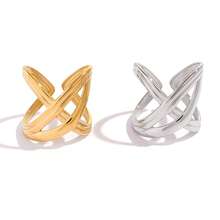 Frminee 2 piezas/1 pieza Anillos de acero inoxidable chapado en oro con diseño grueso y retorcido, adecuados para uso diario y ocasiones especiales de las mujeres - Multicolor 2 - Ver 9