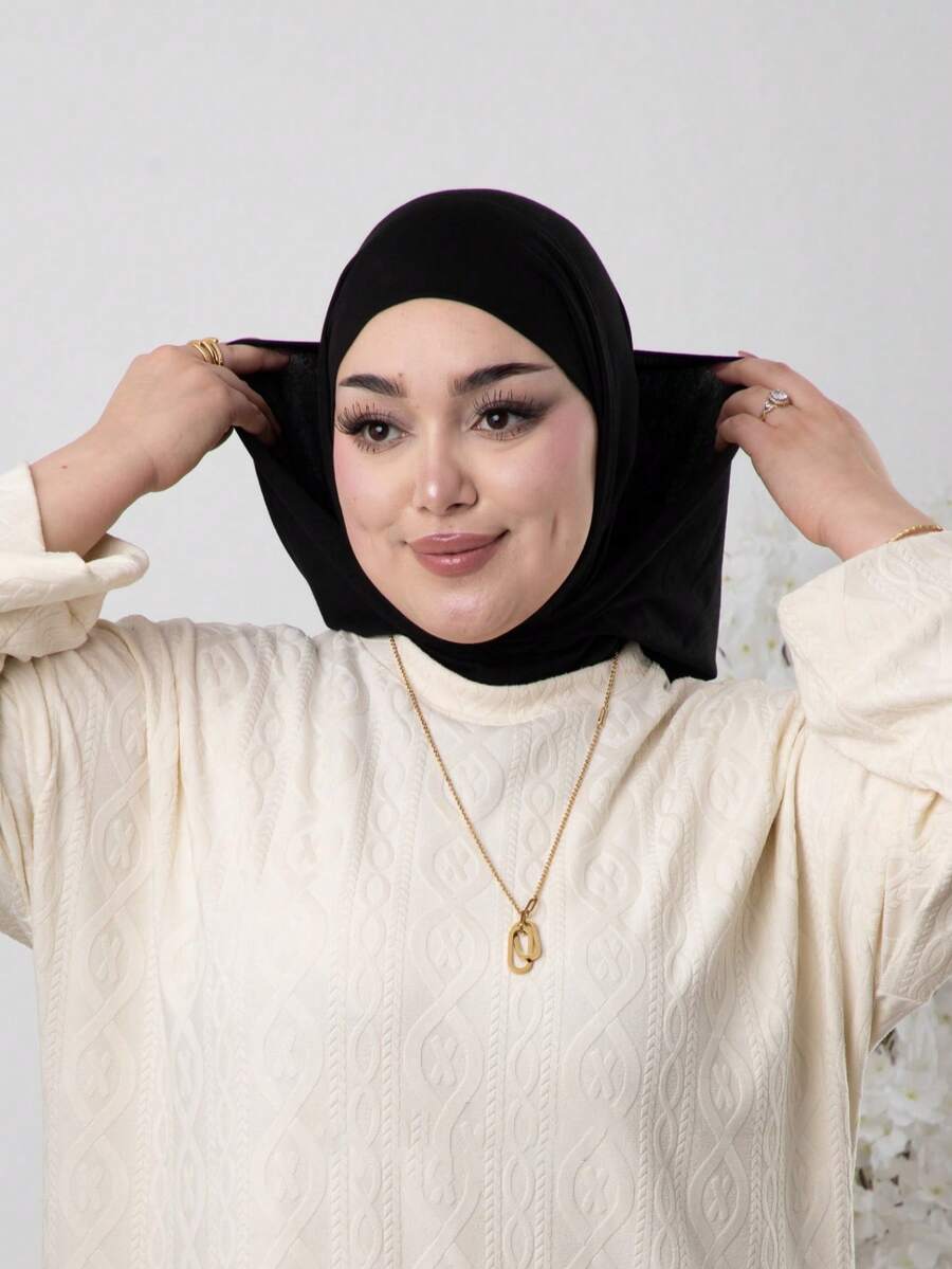 1件装女士纯色拉法帽滑雪面罩颈部保暖弹性头带头巾，透气舒适弹力宽边吸汗多功能运动头饰，简约时尚围巾，带帽兜和配套头带一体式设计，易于佩戴，时尚有型