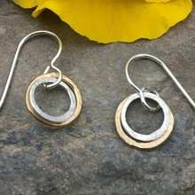 Handmade Hammered Earrings In Bohemian Style, Bi-Color Silver And Gold Design Earrings, Elegant Daily Accessories For Women - Two-color - View 1