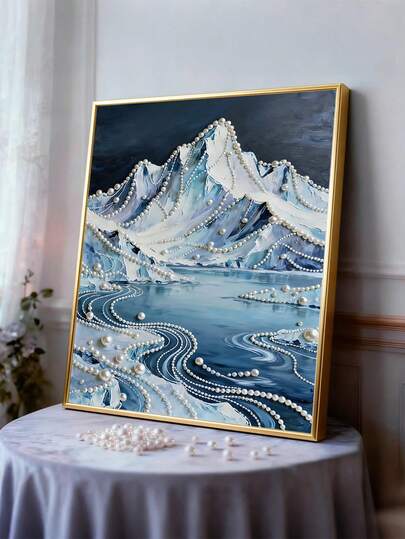 2026 New Pearl Painting "Icy Mountains", DIY Diamond Painting Kit, Frameless, Suitable For Bedroom Decor, Living Room Wall Art, Room Accents, Creative Gift For Friends On Birthday, Christmas, New Year, Valentine's Day
